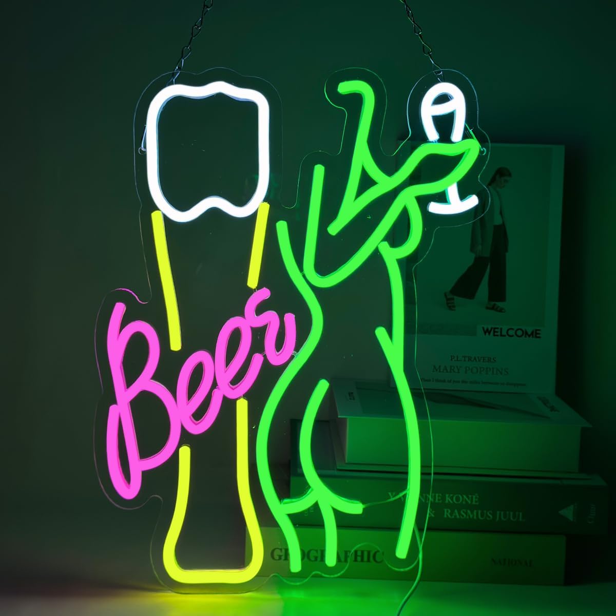 Wine Beer Store - Неоновая вывеска «Пиво» в форме женского